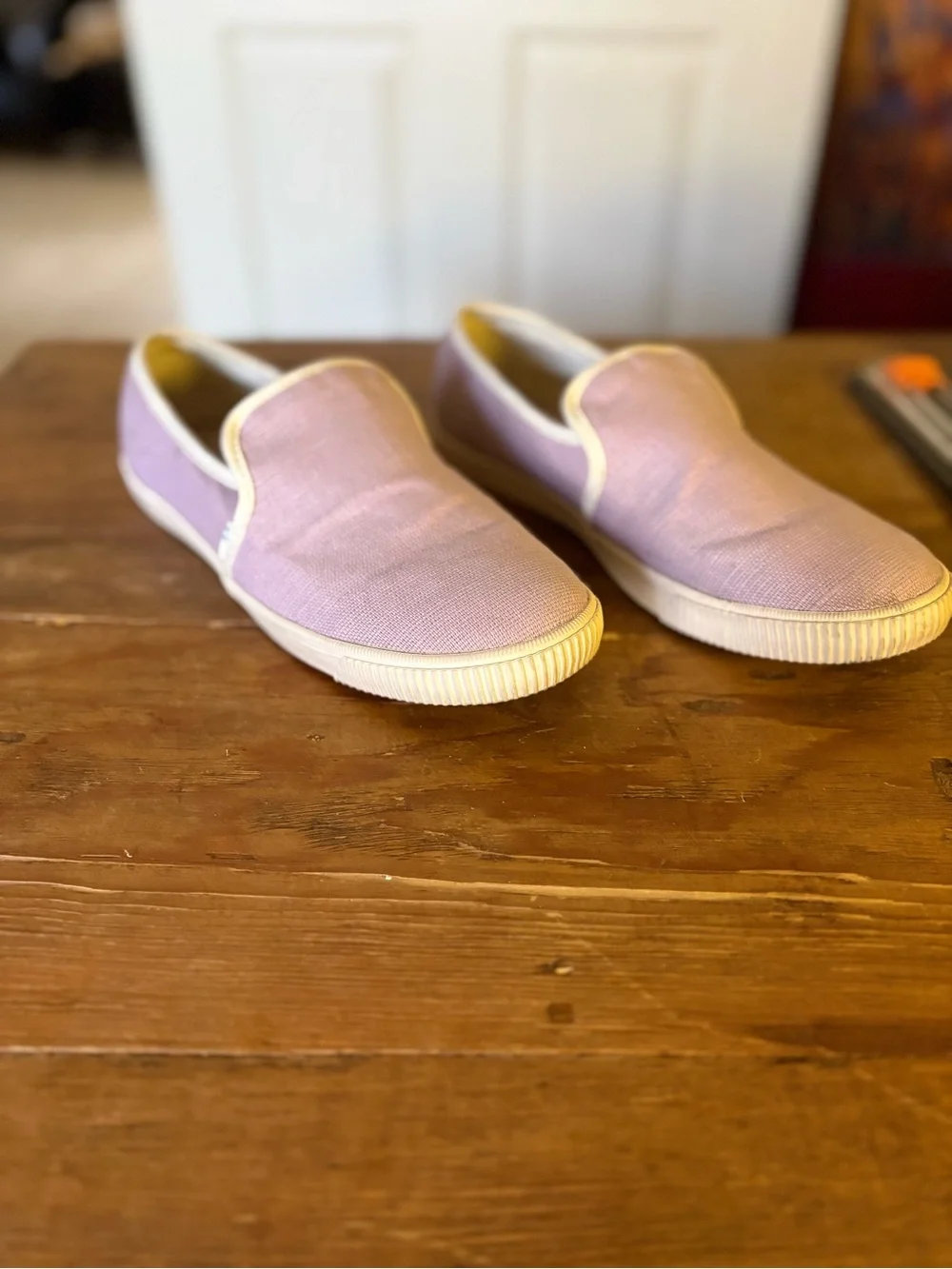 Toms Lavender Slip-On Canvas Shoes with Cream Trim